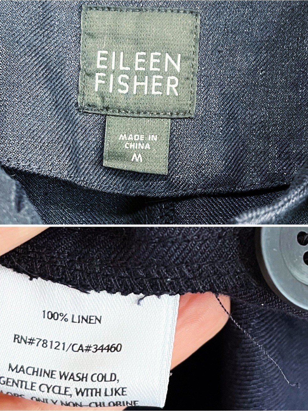BOGO! Eileen Fisher 100% Linen Jacket Navy Blue Size Medium - Picture 8 of 8